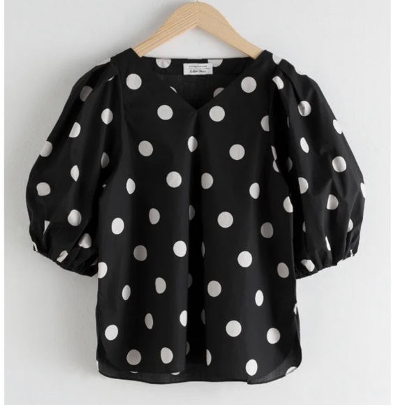 & Other Stories Black and White Polka Dot Blouse - Picture 1 of 9